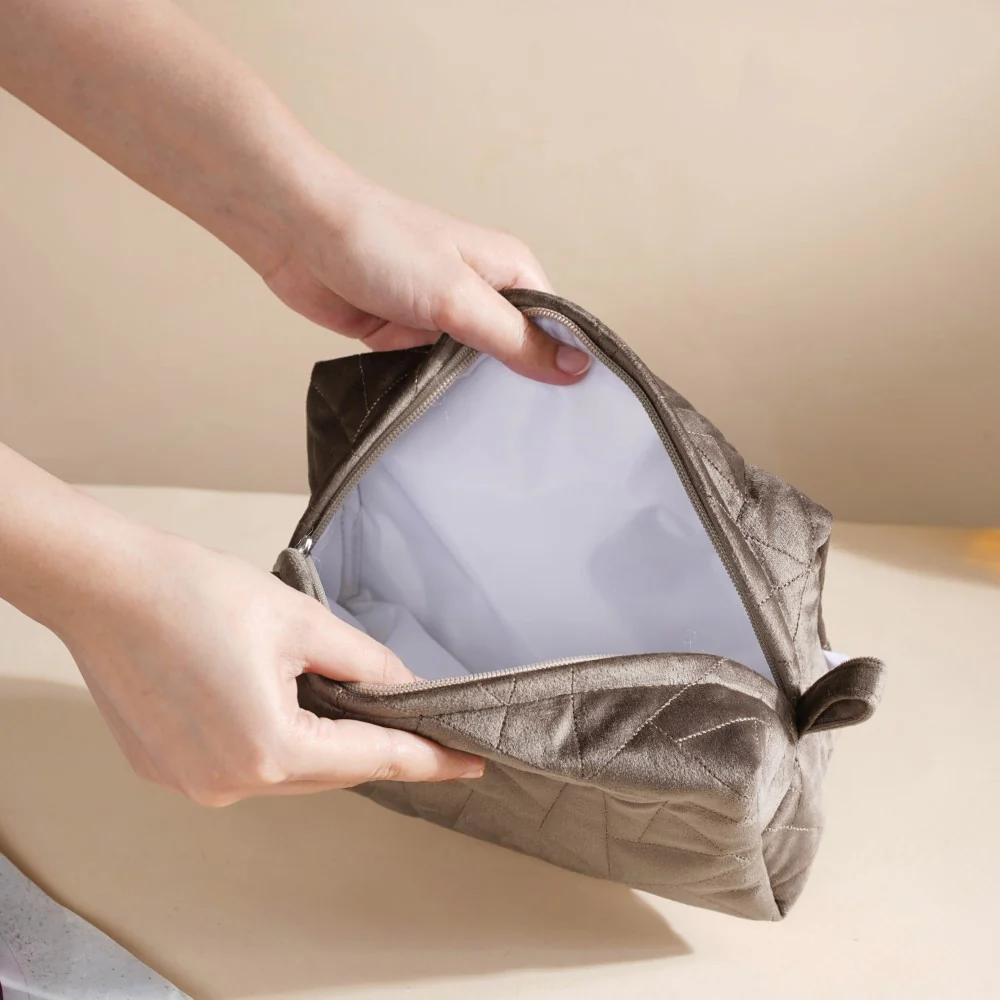 Cocoa Brown Cosmetic Bag Set Of 3 - Image 3