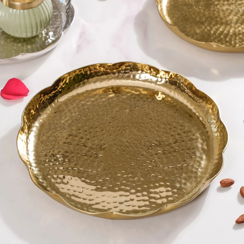 Decorative Gold Urli Tray Set Of 2 - Image 10
