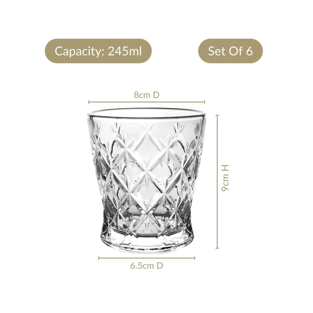Diamond Cut Drinking Glass Set Of 6 245ml - Image 4
