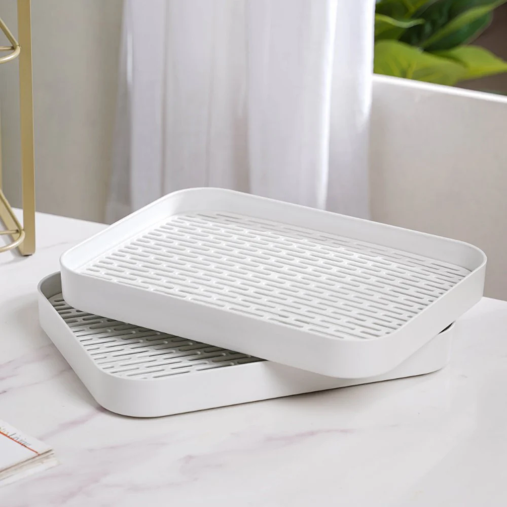 Double Decker Organiser Rack White Gold - Image 13