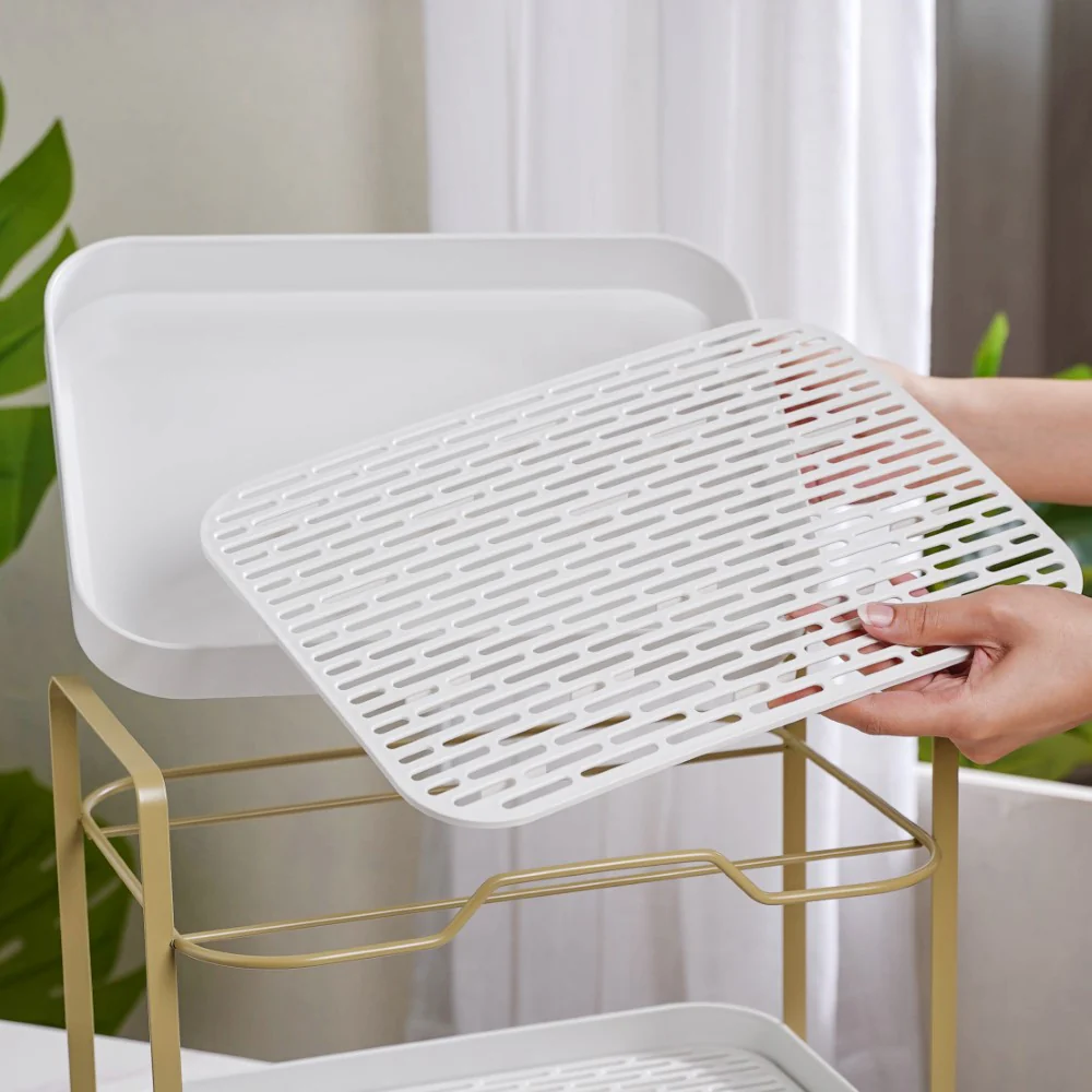 Double Decker Organiser Rack White Gold - Image 4