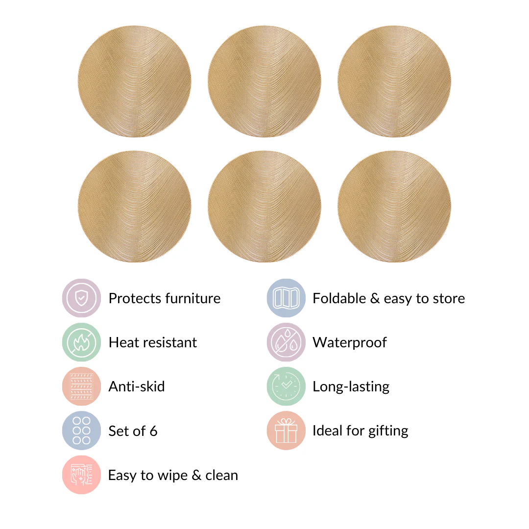 Gold Waterproof Table Mat Set Of 6 - Image 4