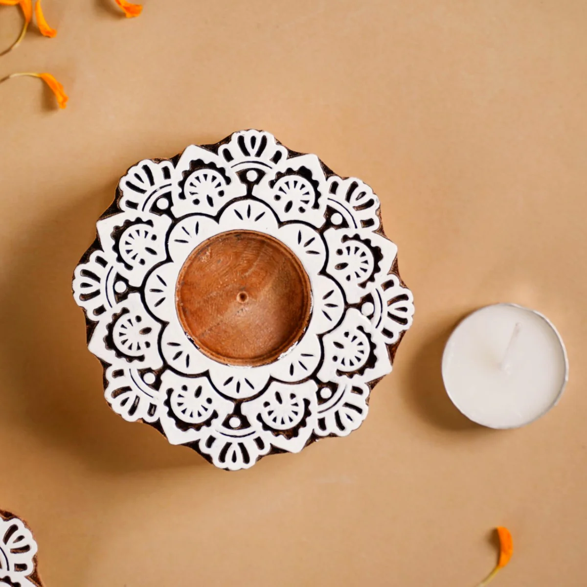 Handmade Floral Mandala Tea Light Holder Set Of 2 - Image 7
