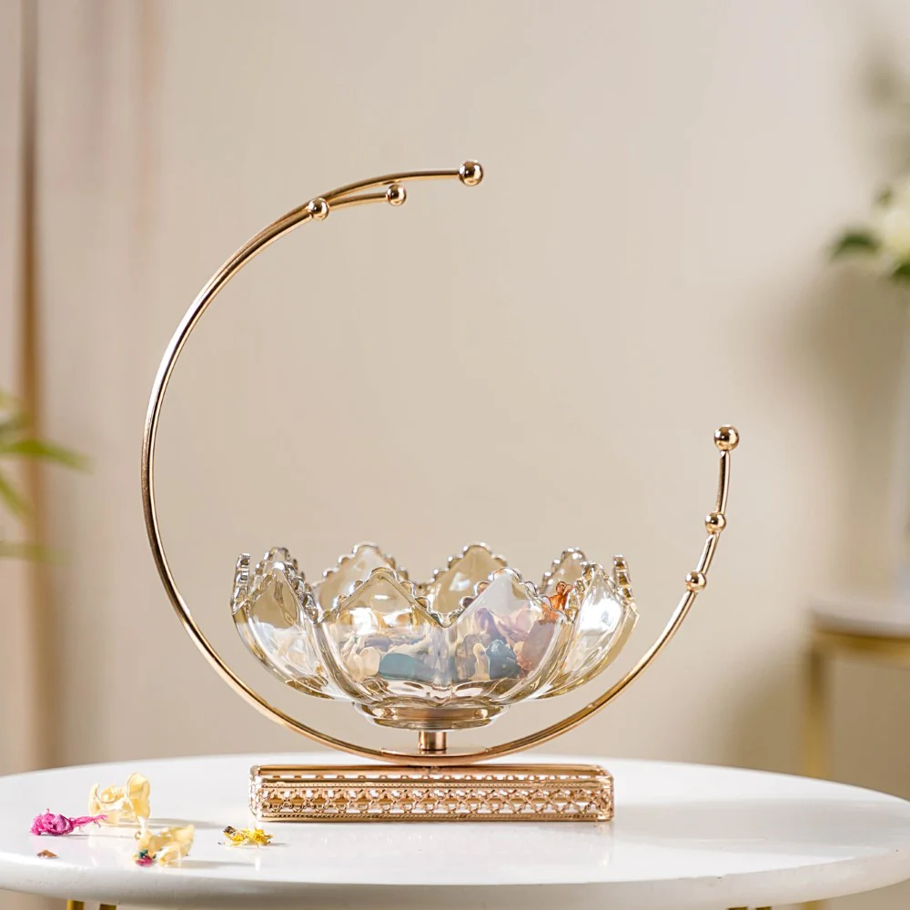 Lunar Crystal Glass Decor Bowl With Stand - Image 4