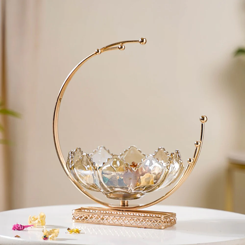Lunar Crystal Glass Decor Bowl With Stand - Image 9