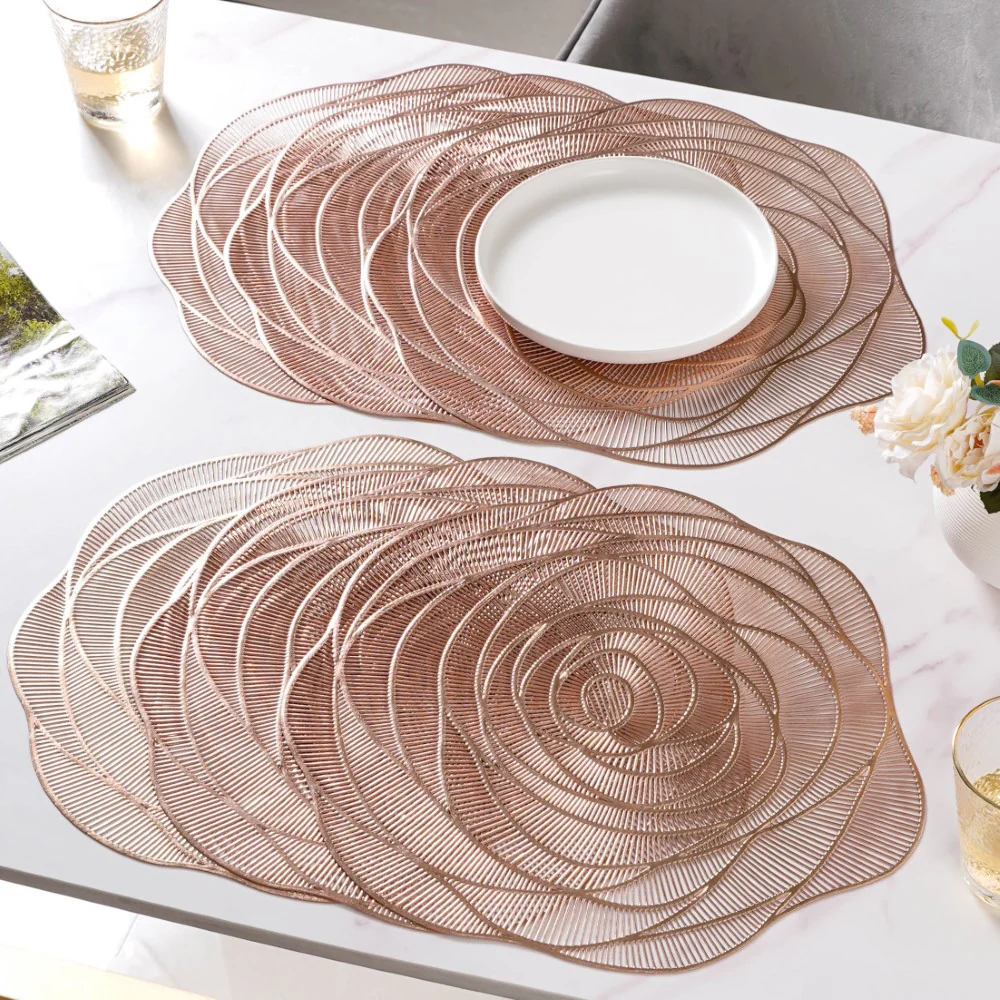 Metallic Rose Placemat Bronze Set Of 6 15 Inch - Image 3