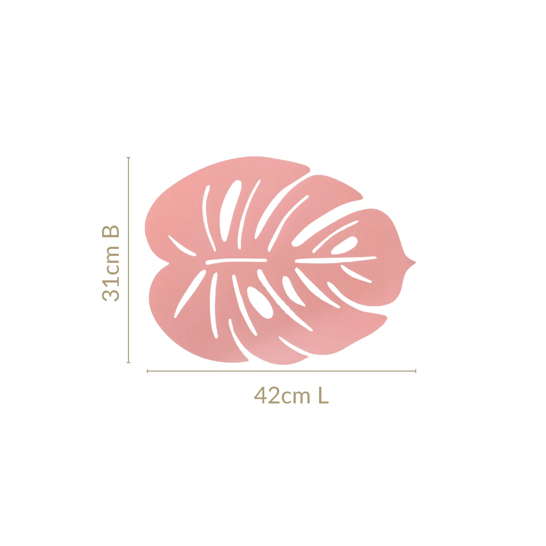 Pink Laser Cut Monstera Leaf Table Mat Set Of 6 - Image 4