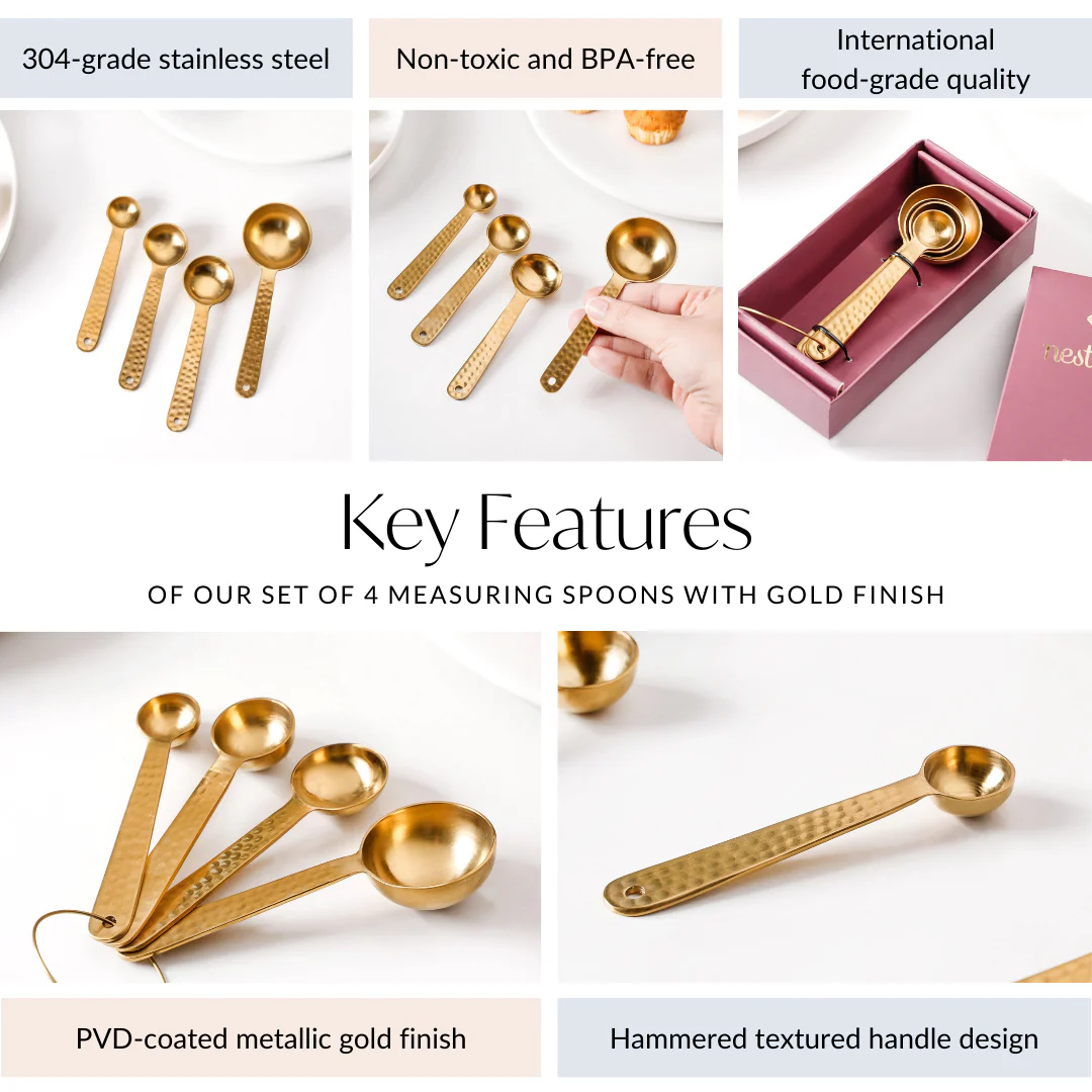 Set Of 4 Gold Measuring Spoons - Image 6