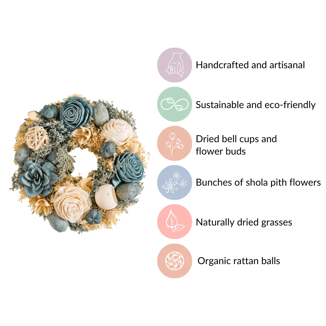 Sustainable Floral Wreath Garland Blue - Image 4