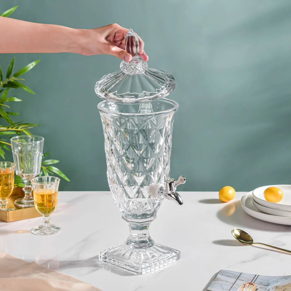 Vintage Diamond Glass Water Dispenser - Image 4