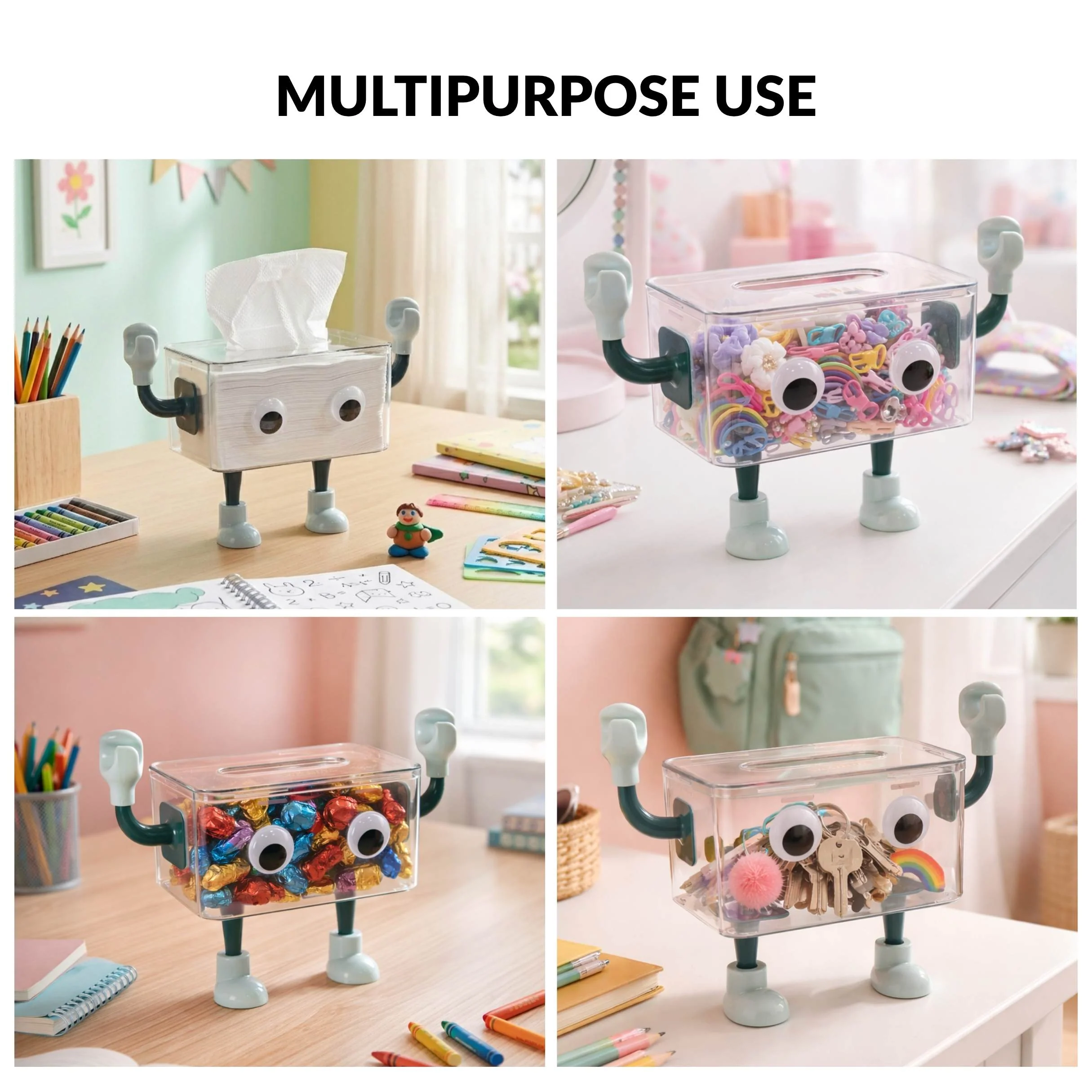 3D Robot Design Tissue Box Blue - Image 7