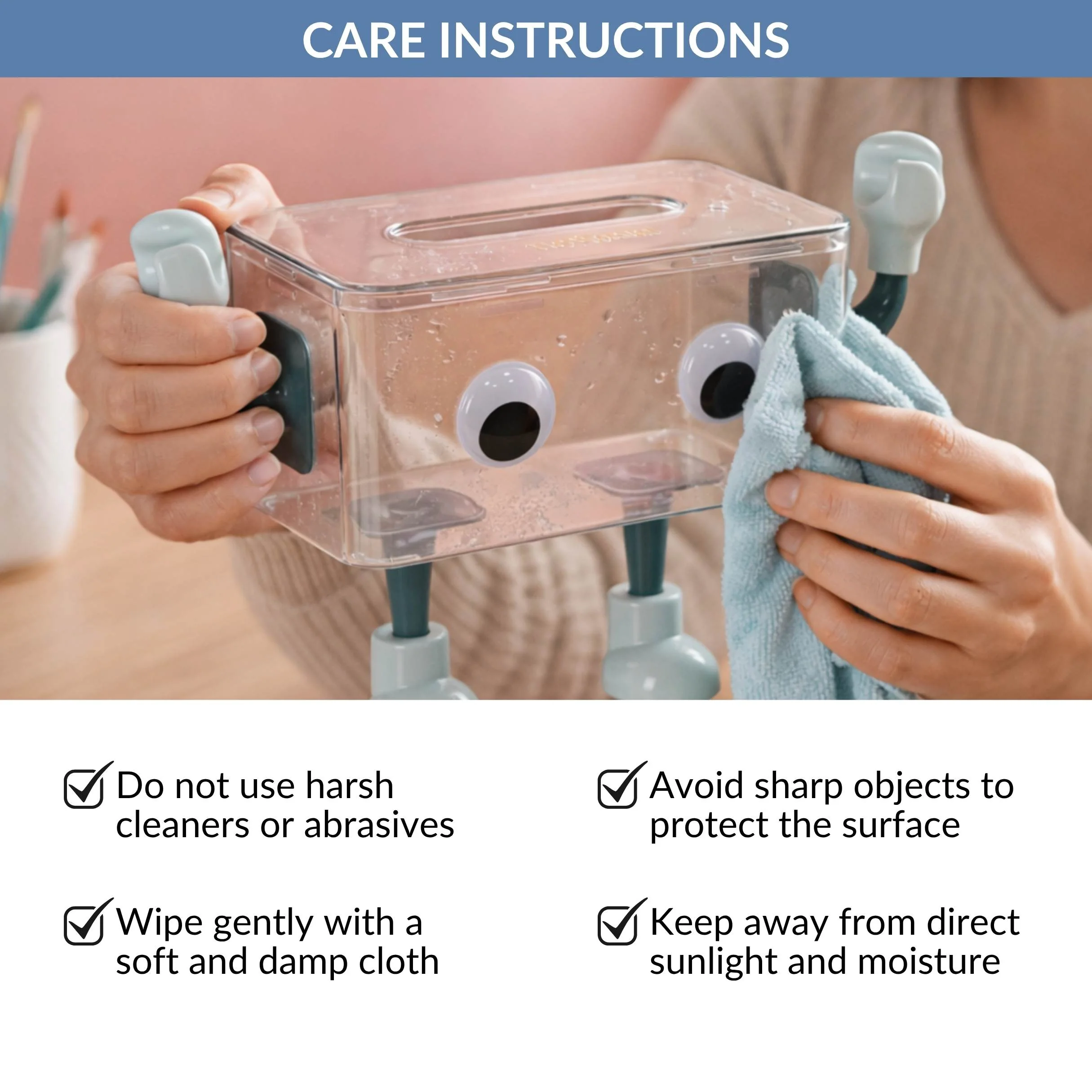 3D Robot Design Tissue Box Blue - Image 8