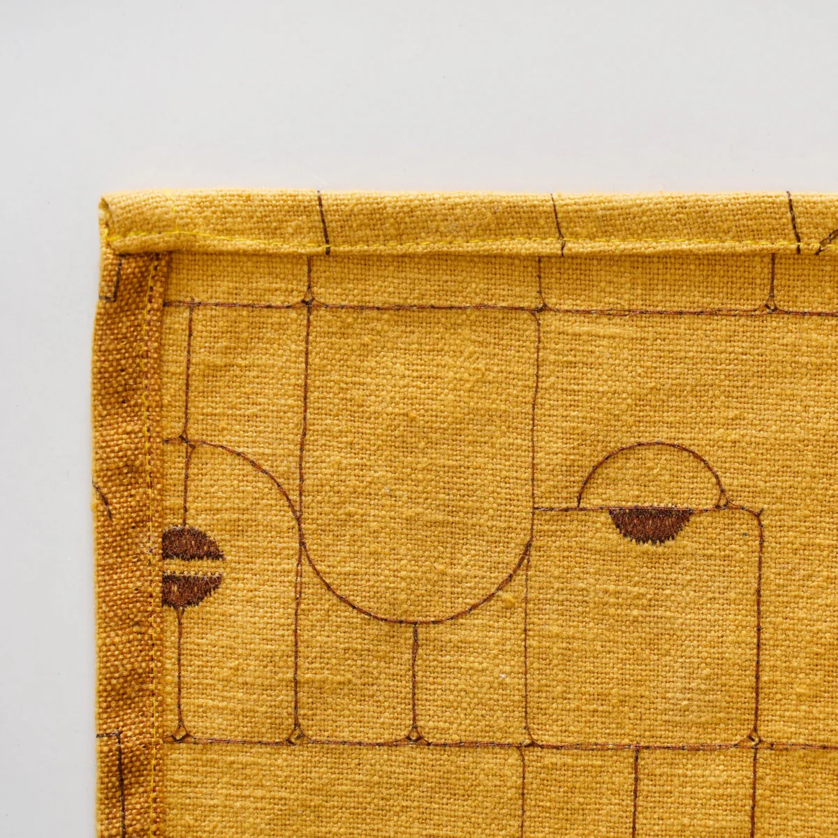 Abstract Embroidered Curtains For Living Room Set Of 2 Mustard 84x54 Inch - Image 10