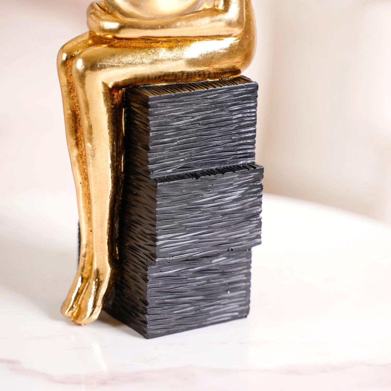 Abstract Gold Sitting Figurine With Crystal Ball - Image 8