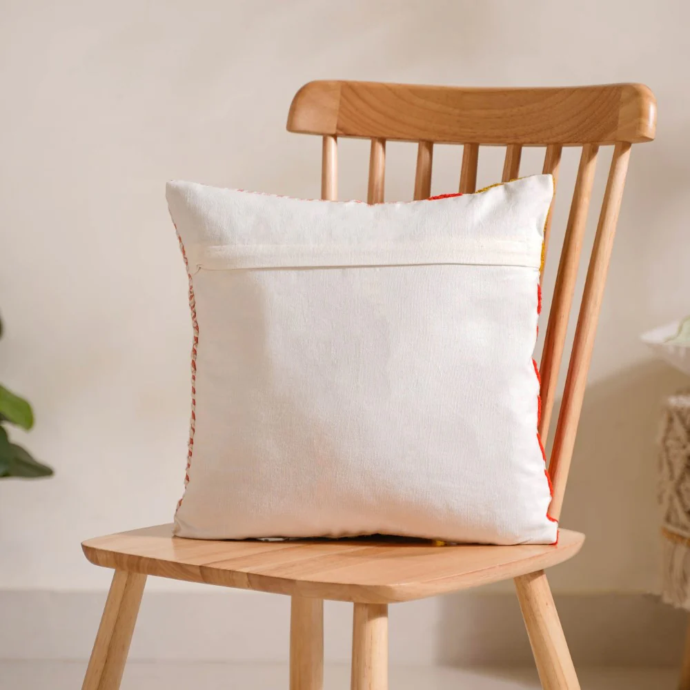 Abstract Multicoloured Cotton Cushion Cover 16x16 Inch - Image 4