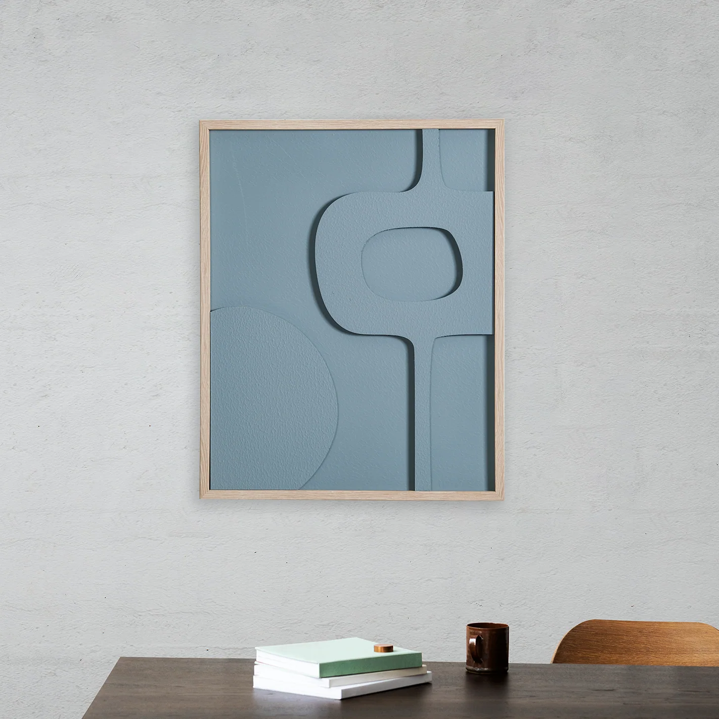 Abstract Teal 3D Relief Wall Artwork For Home 20x16 Inch - Image 3