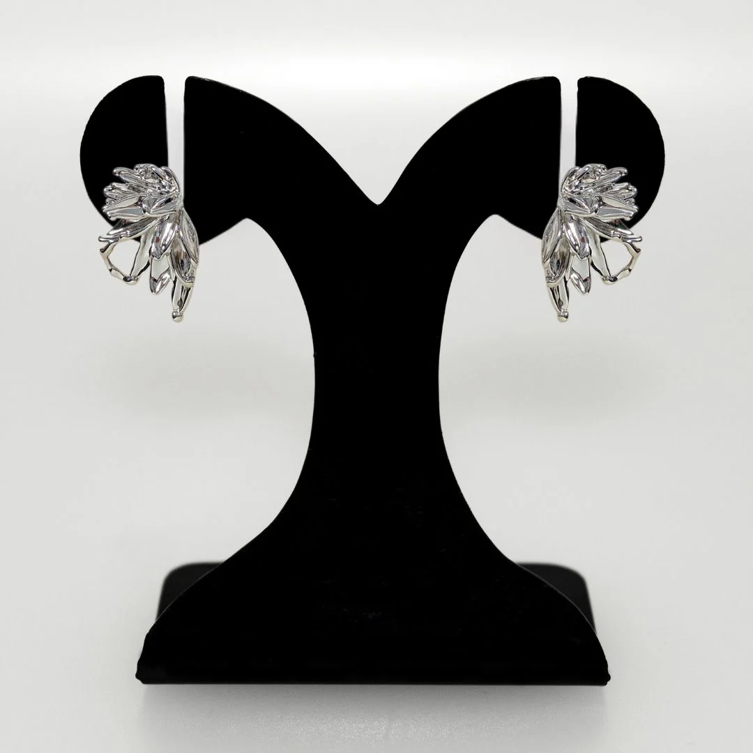 Abstract Wings Stud Earrings Silver - Image 6