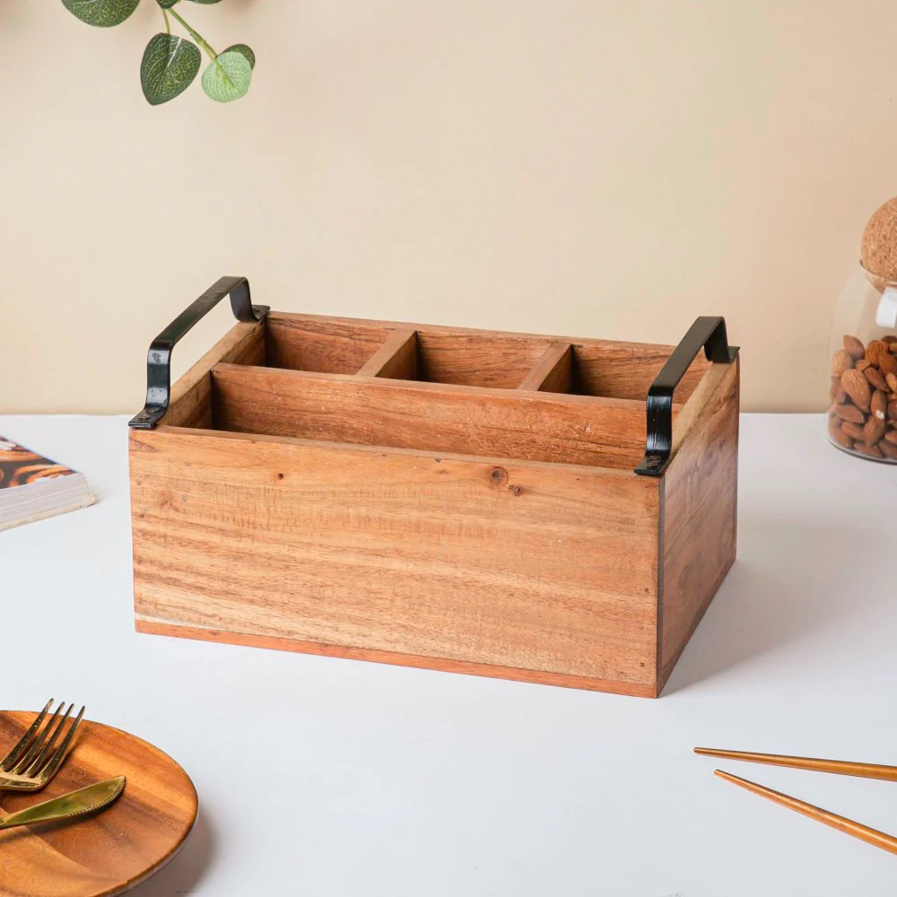 Acacia Caddy With Handle 10 Inch - Image 3
