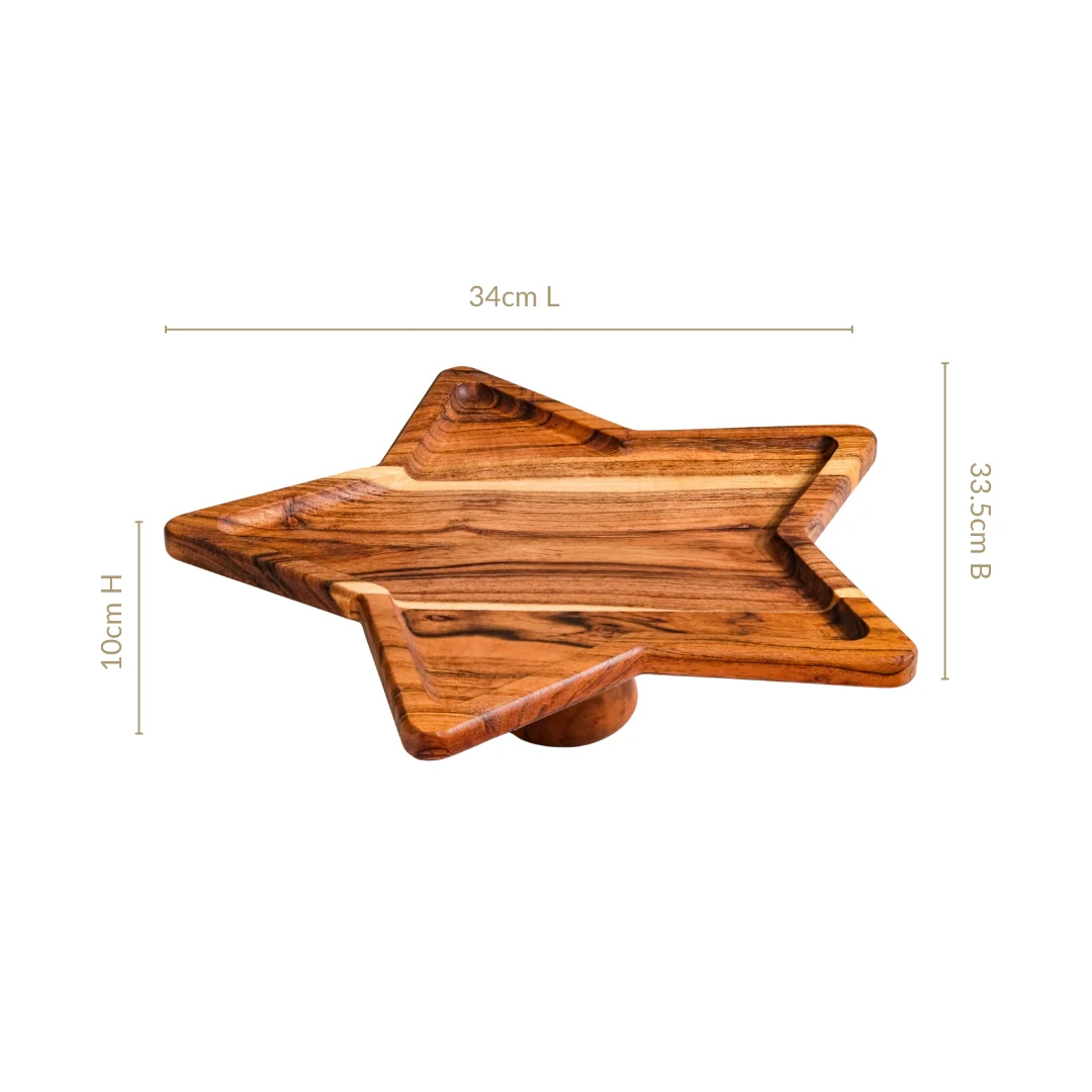 Acacia Star Dessert Cake Stand 34x33cm - Image 4