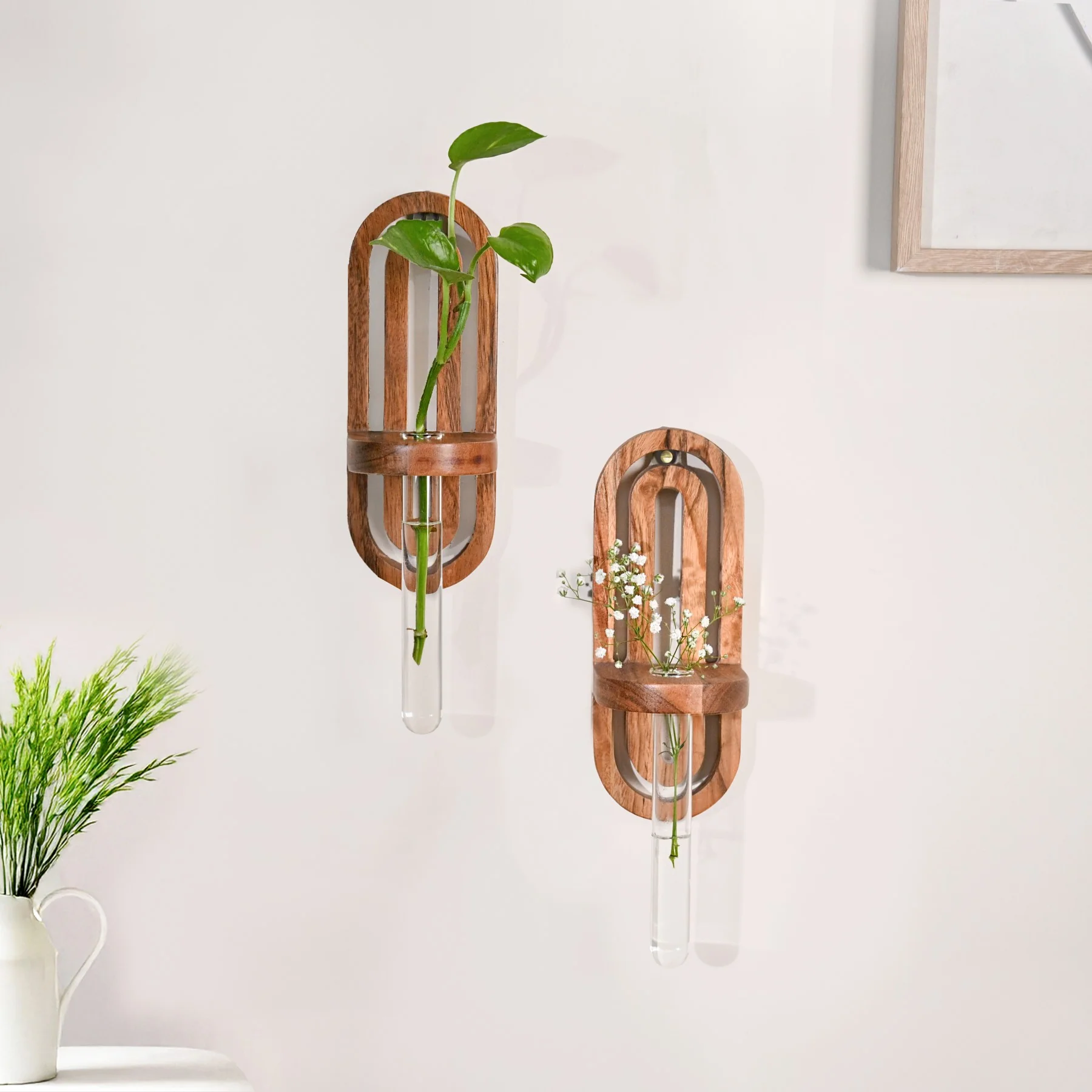 Acacia Wall Hanging Test Tube Planter Duo - Image 8