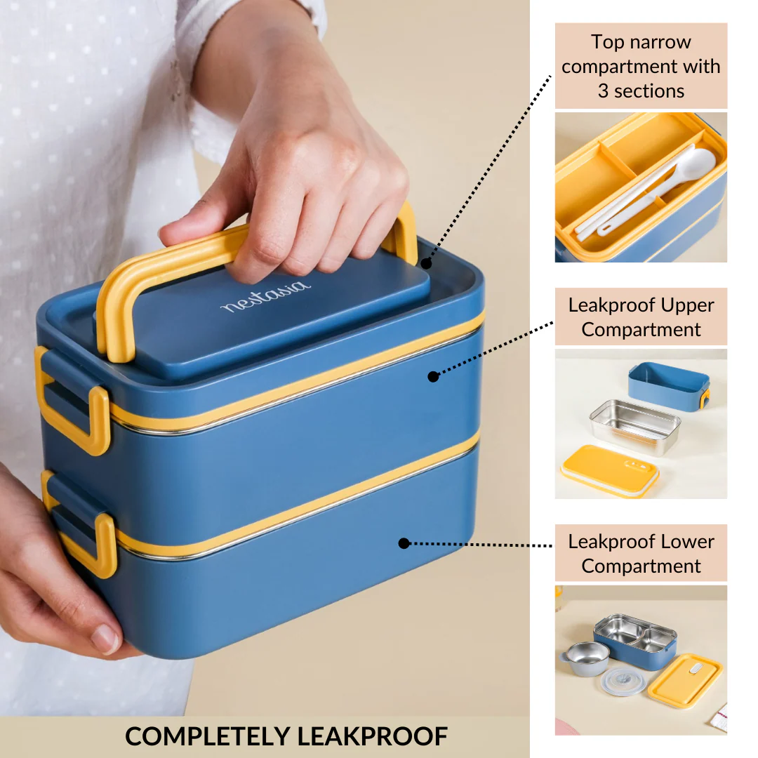 Airtight Multi Compartment Bento Lunch Box Teal 2000ml - Image 7