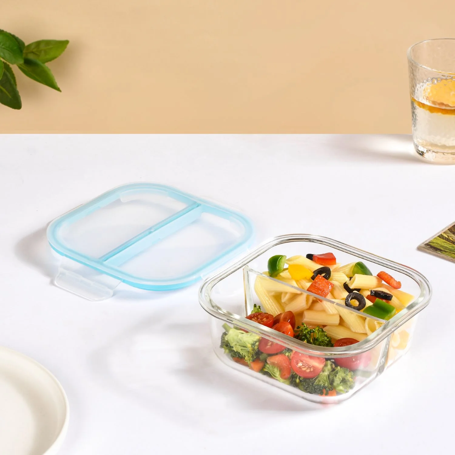 Airtight Two Section Sealed Glass Lunch Box 750ml - Image 2