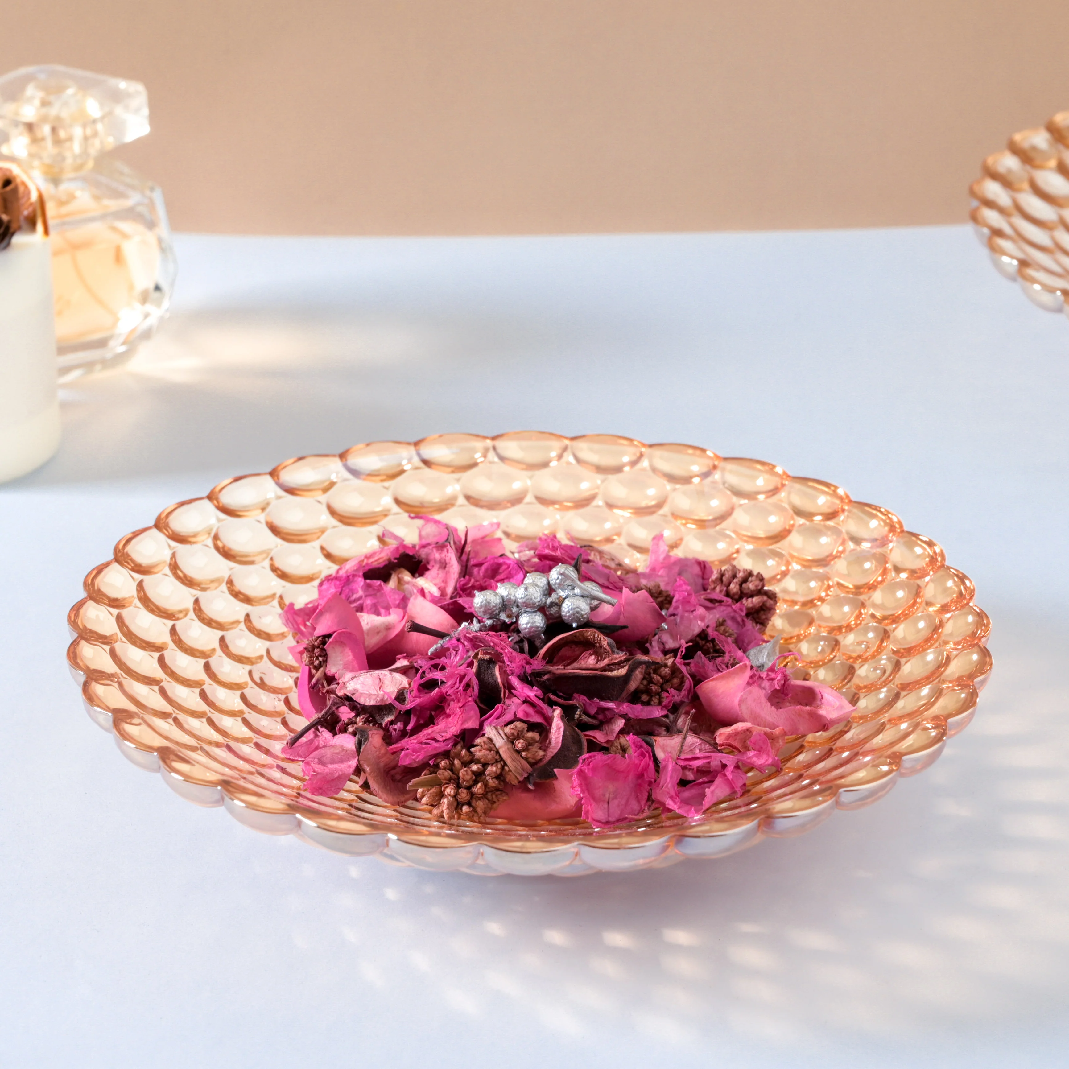 Amber Glass Decorative Fruit Bowl Small - Image 5