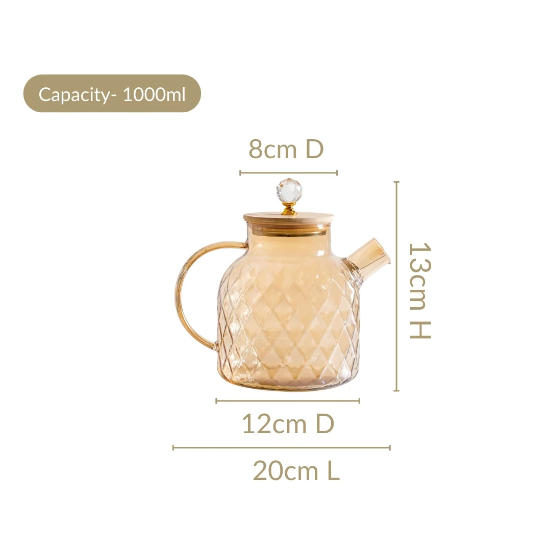 Amber Luxe Diamond Borosilicate Glass Jug 900ml - Image 4