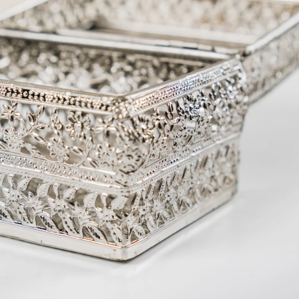 Antique Metal Gift Box Silver Set Of 2 - Image 10