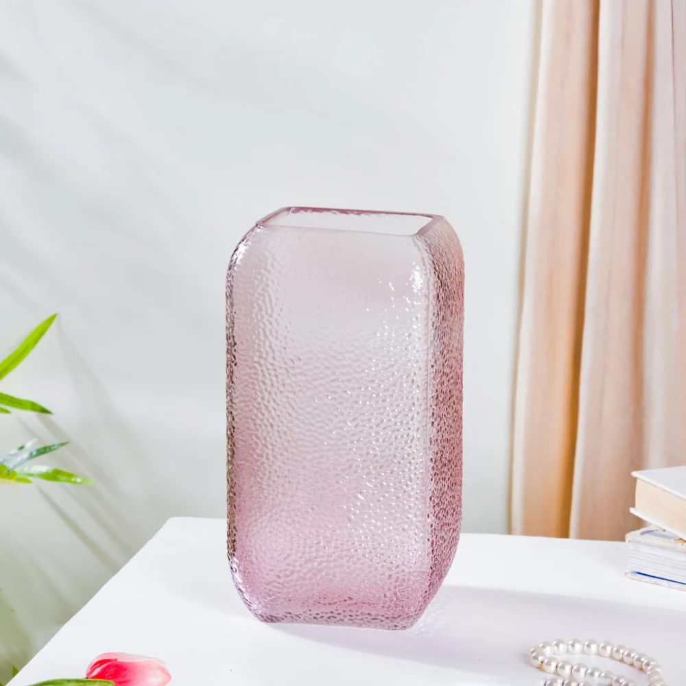 Art Deco Pebble Patterned Glass Vase Purple 9.5 Inch - Image 7