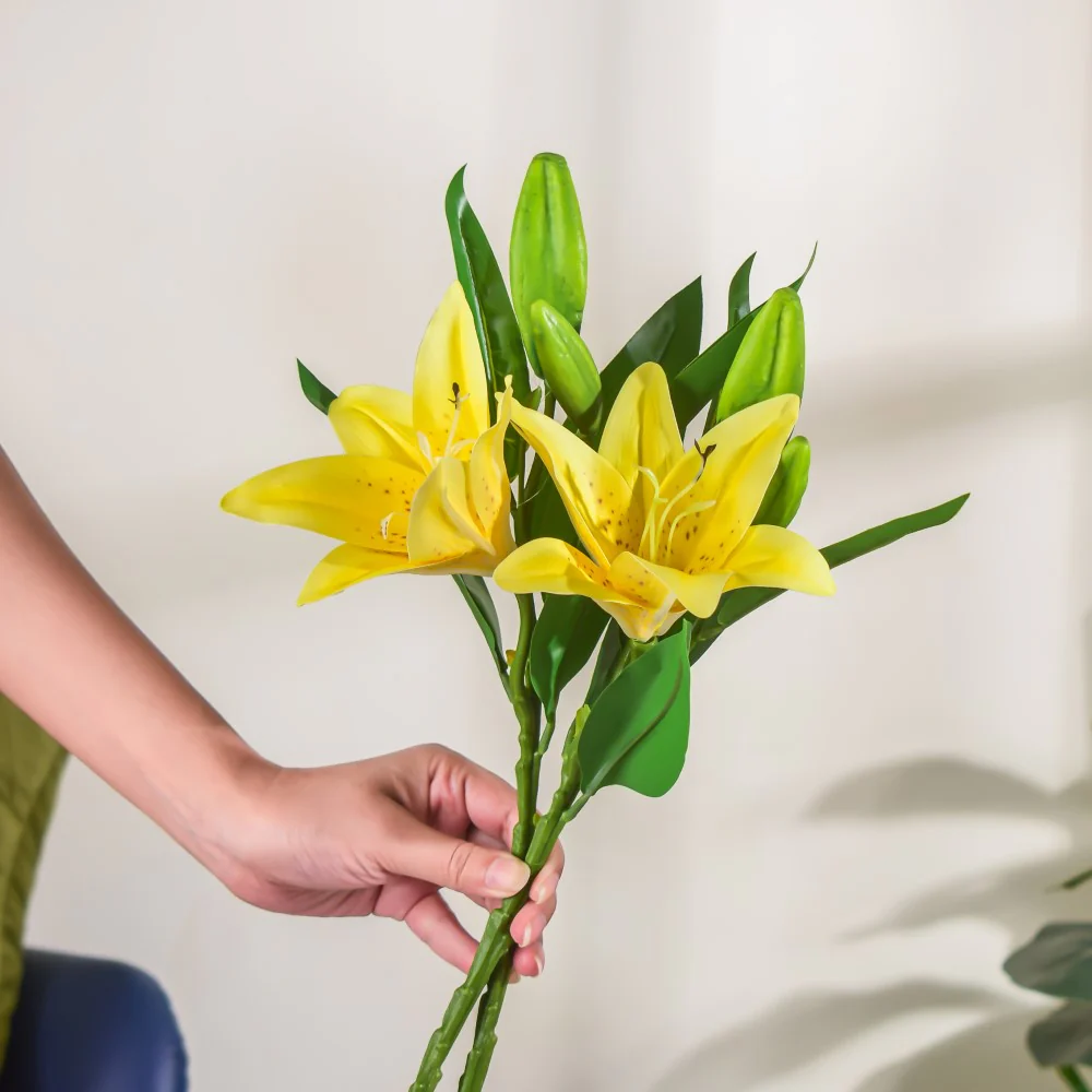 Artificial Lily Stem Yellow Set Of 2 - Image 2