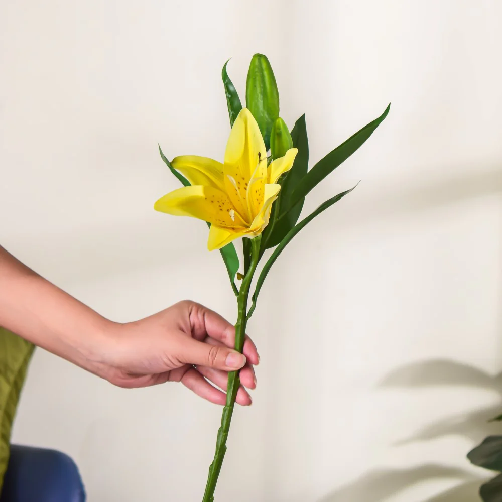 Artificial Lily Stem Yellow Set Of 2 - Image 6