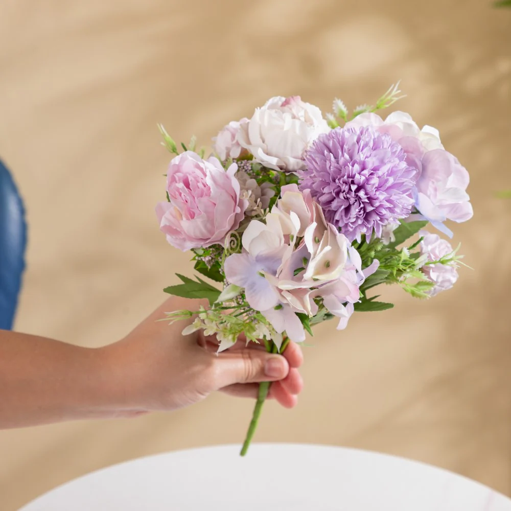 Artificial Flower Bunch Peony Purple - Image 2