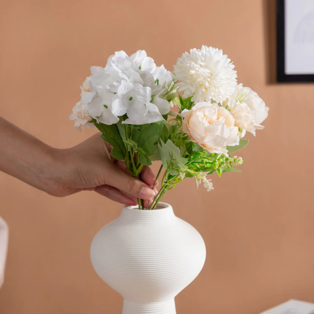 Artificial Flower Bunch Peony White - Image 4