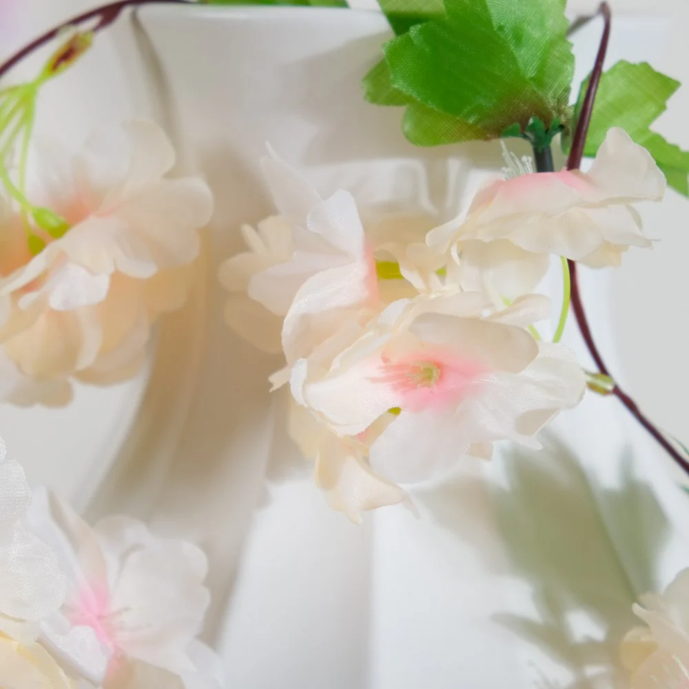 Artificial Sakura Blossoms And Leaves Vine Peach - Image 7