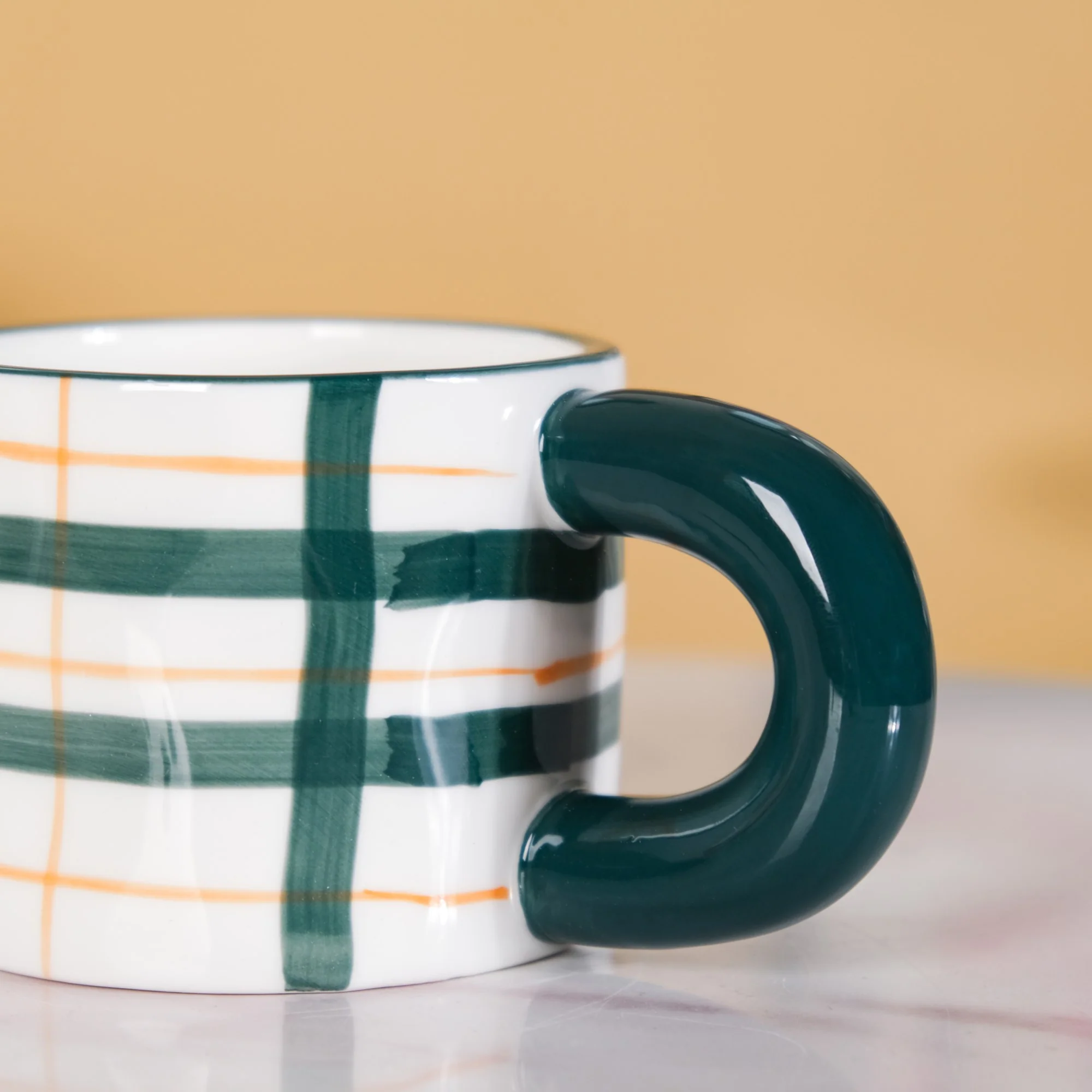 Artsy Ceramic Cup For Coffee Green Set of 2 330ml - Image 6