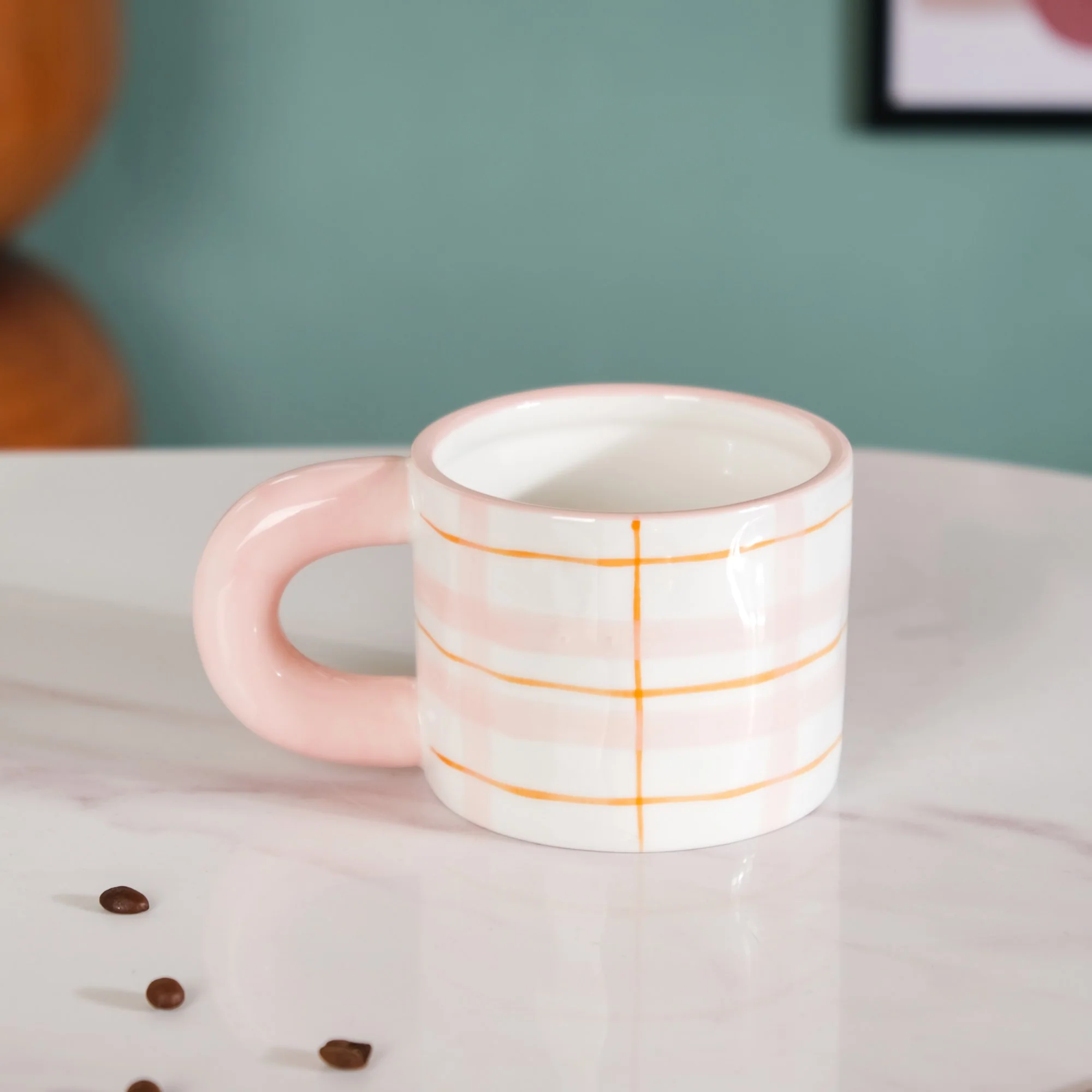 Artsy Ceramic Cup For Coffee Pink Set of 2 330ml - Image 7