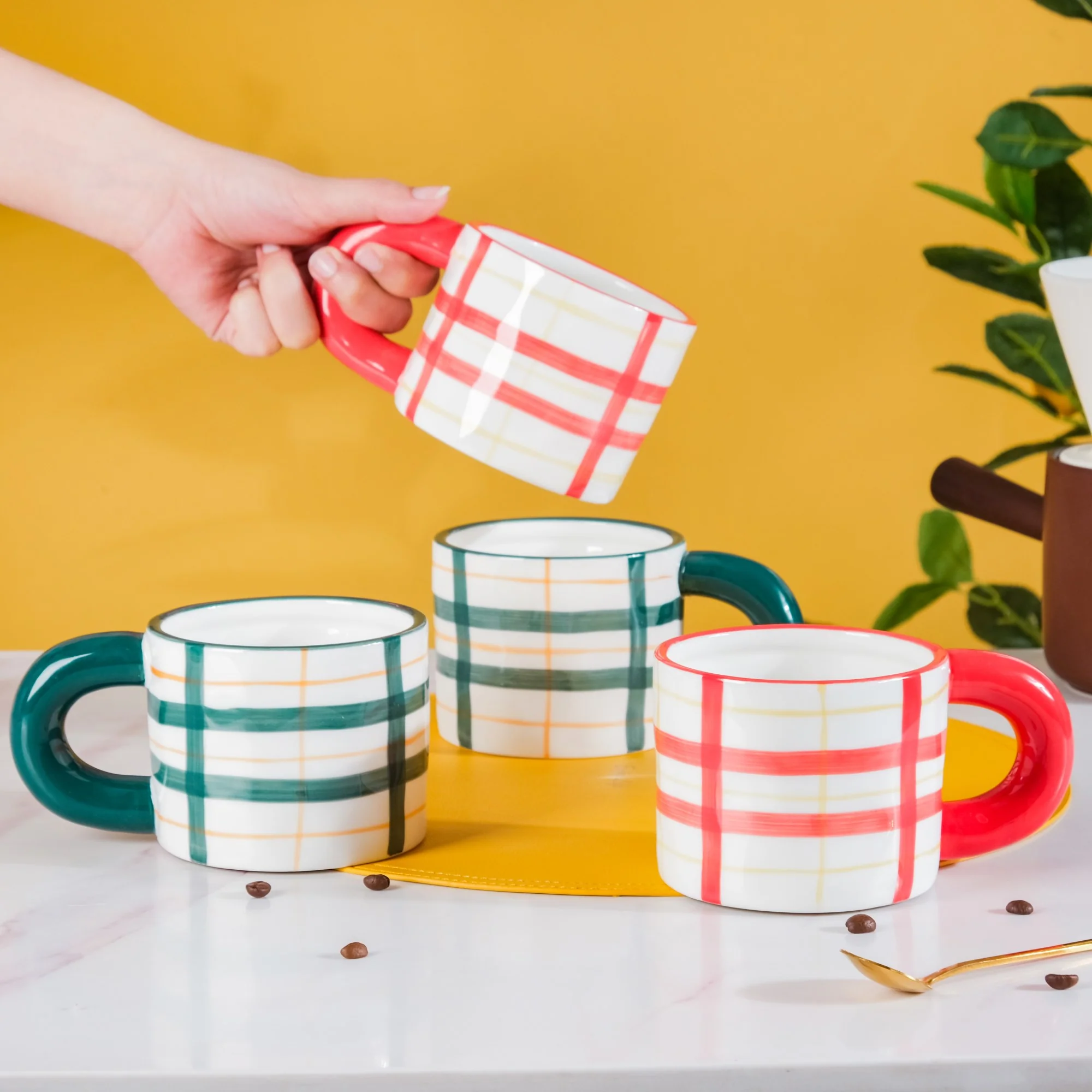 Artsy Ceramic Cup For Coffee Set Of 4 330ml - Image 2
