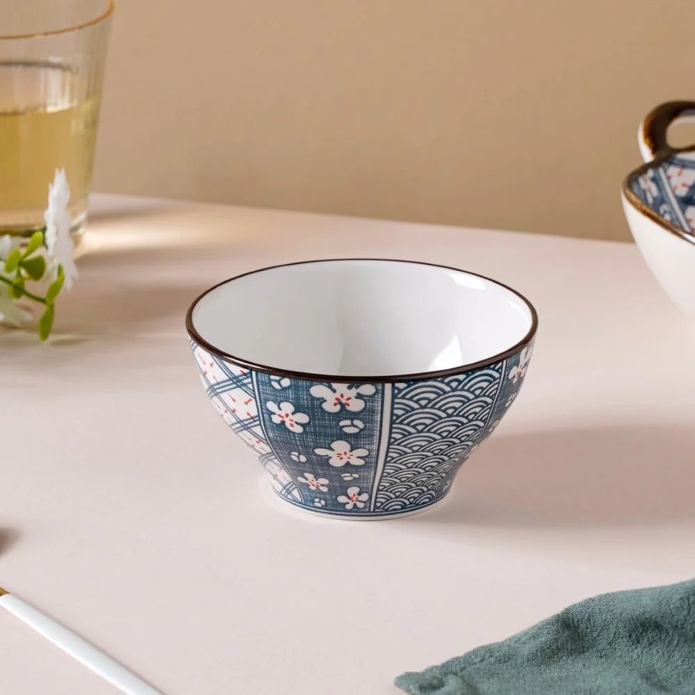 Asagao Patterned Ceramic Soup Bowl 4.5 Inch 300 ml - Image 5
