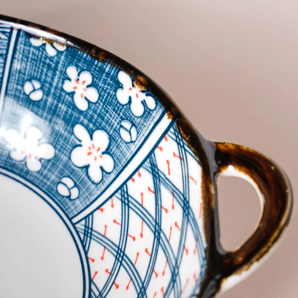 Asagao Patterned Serving Bowl With Handles 9 Inch 500 ml - Image 9