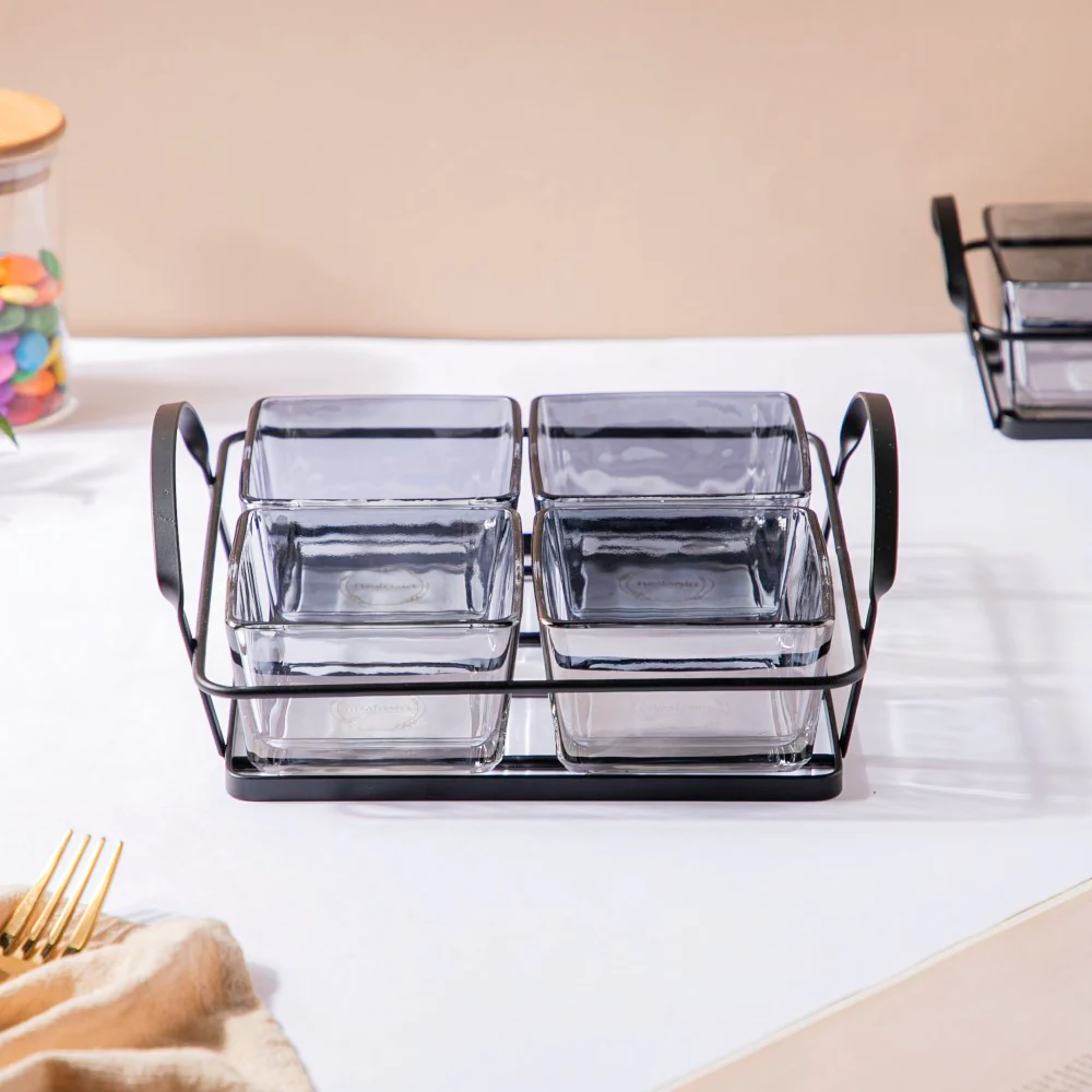 Ash Grey Bowl With Tray Set Of 5 200ml - Image 7