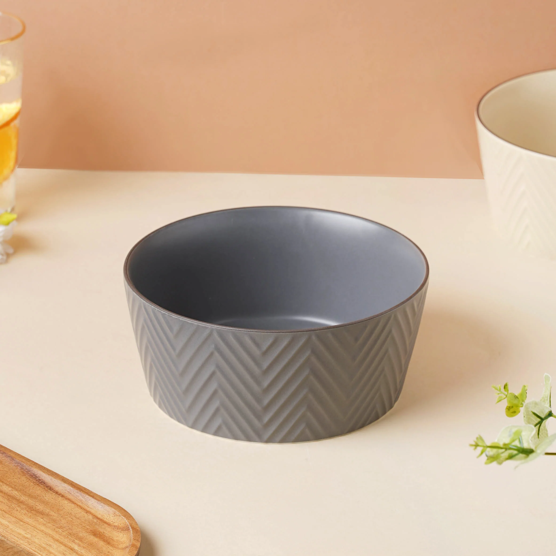 Asphalt Grey Textured Serving Bowl - Image 3