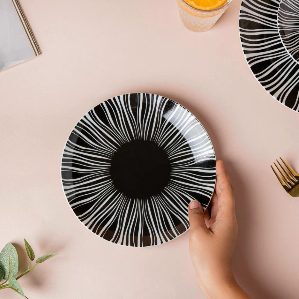 La Mode Printed Ceramic Salad Plate Black 8 Inch - Image 3