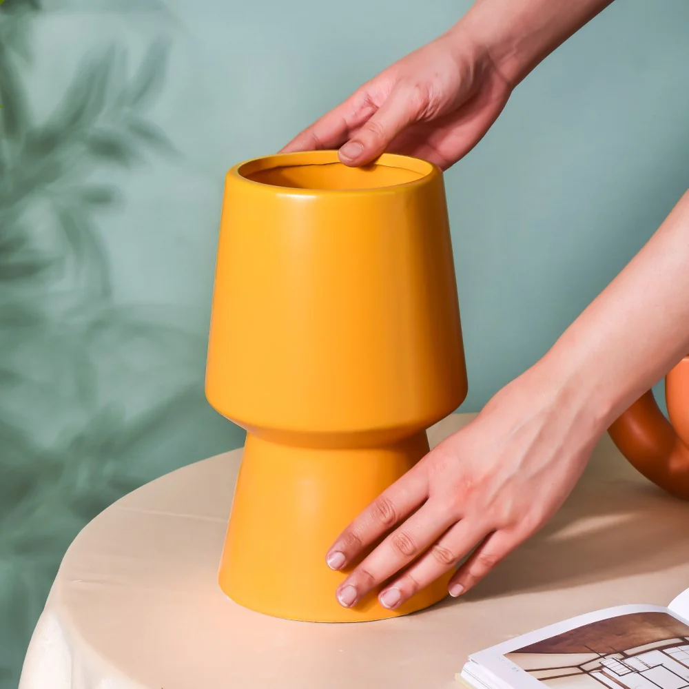 Aureolin Ceramic Matte Vase Yellow - Image 2