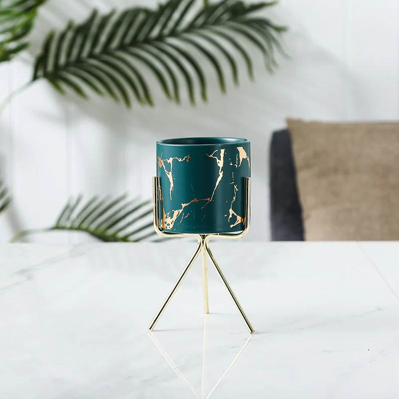 Auric Marble Green Planter with Stand Small - Image 5