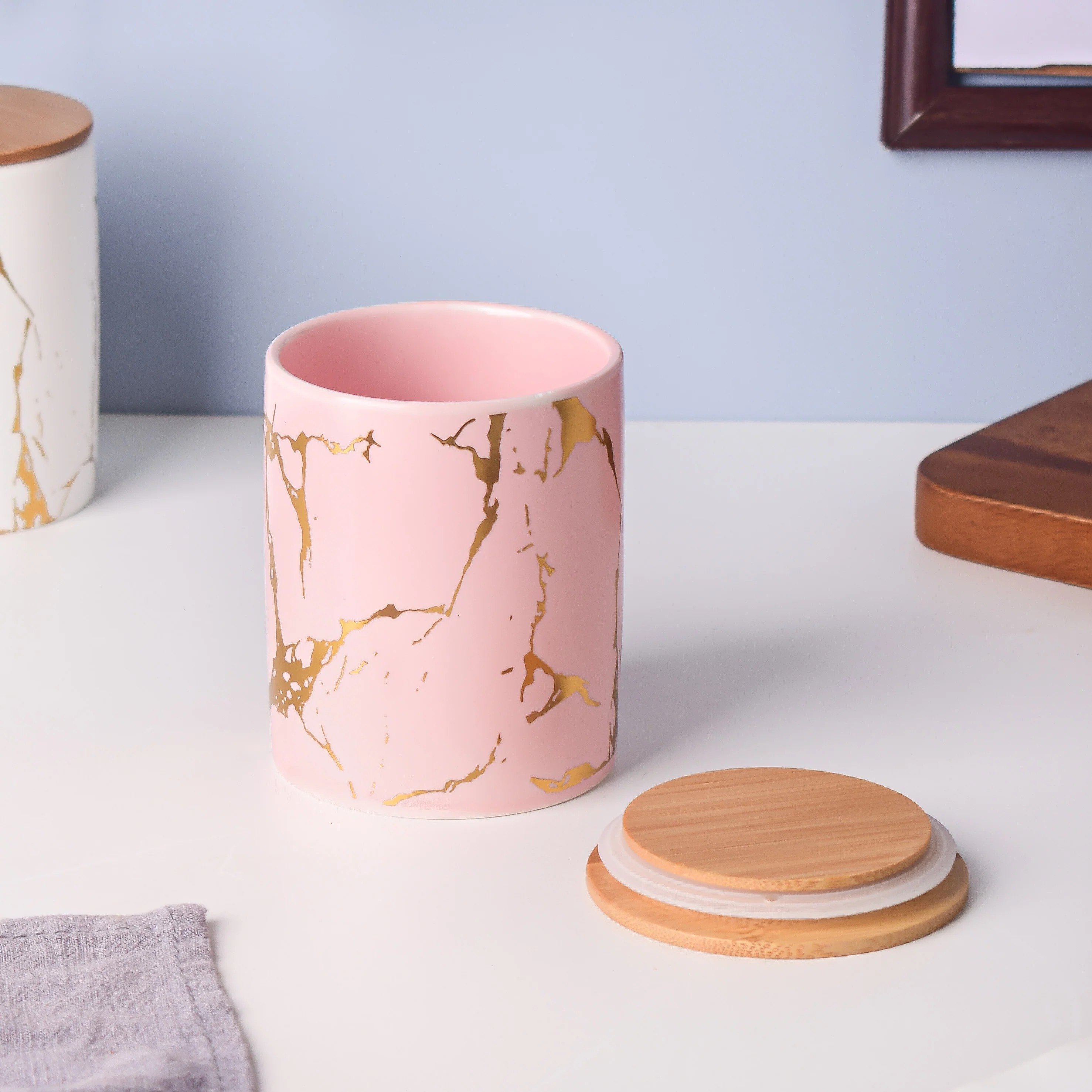 Auric Marble Pink Jar with Lid - Image 5