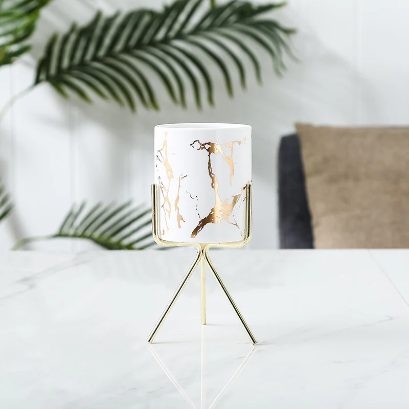 Auric Marble White Planter with Stand Large - Image 5