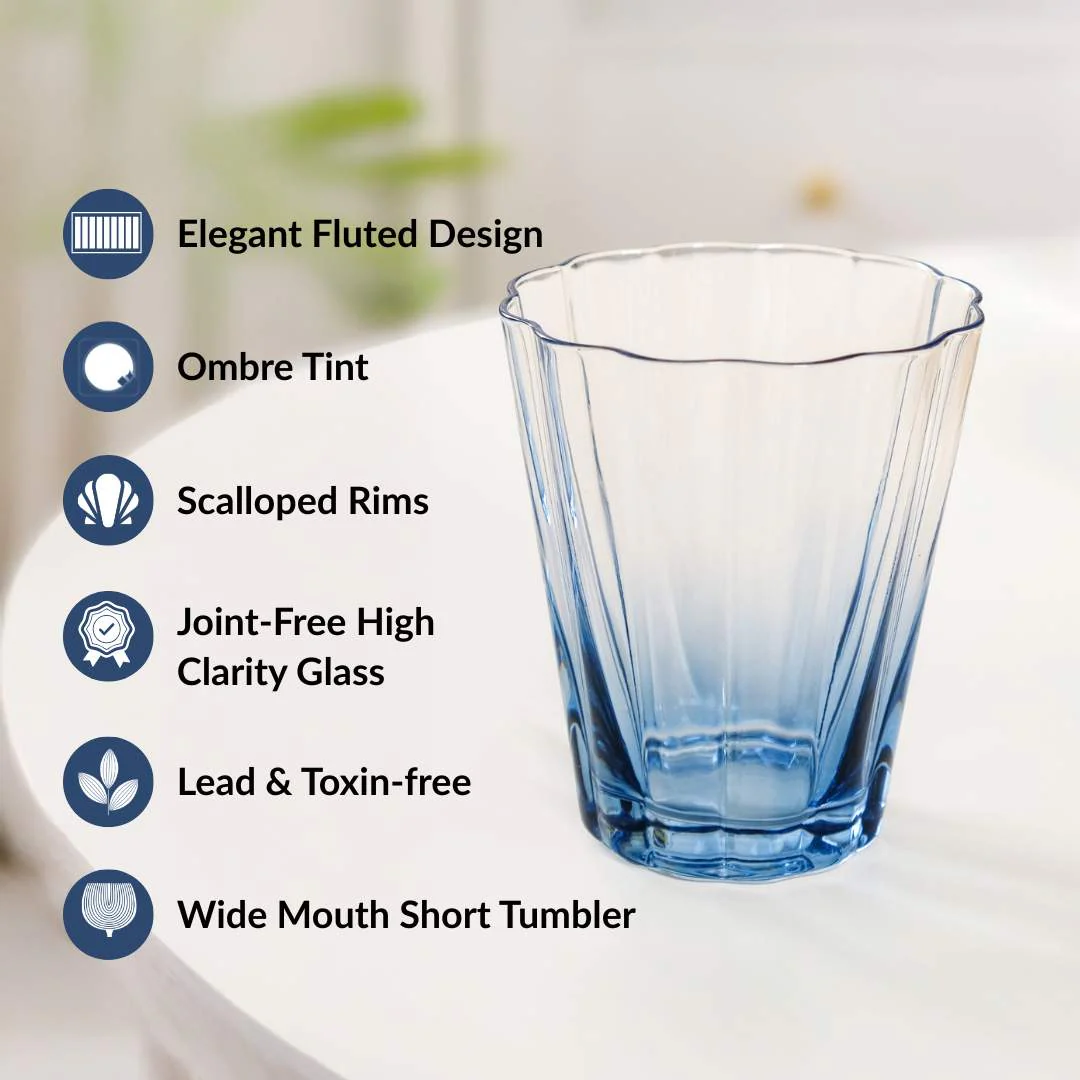 Aurora Ombre Fluted Tumbler Set Of 2 Blue 270ml - Image 5