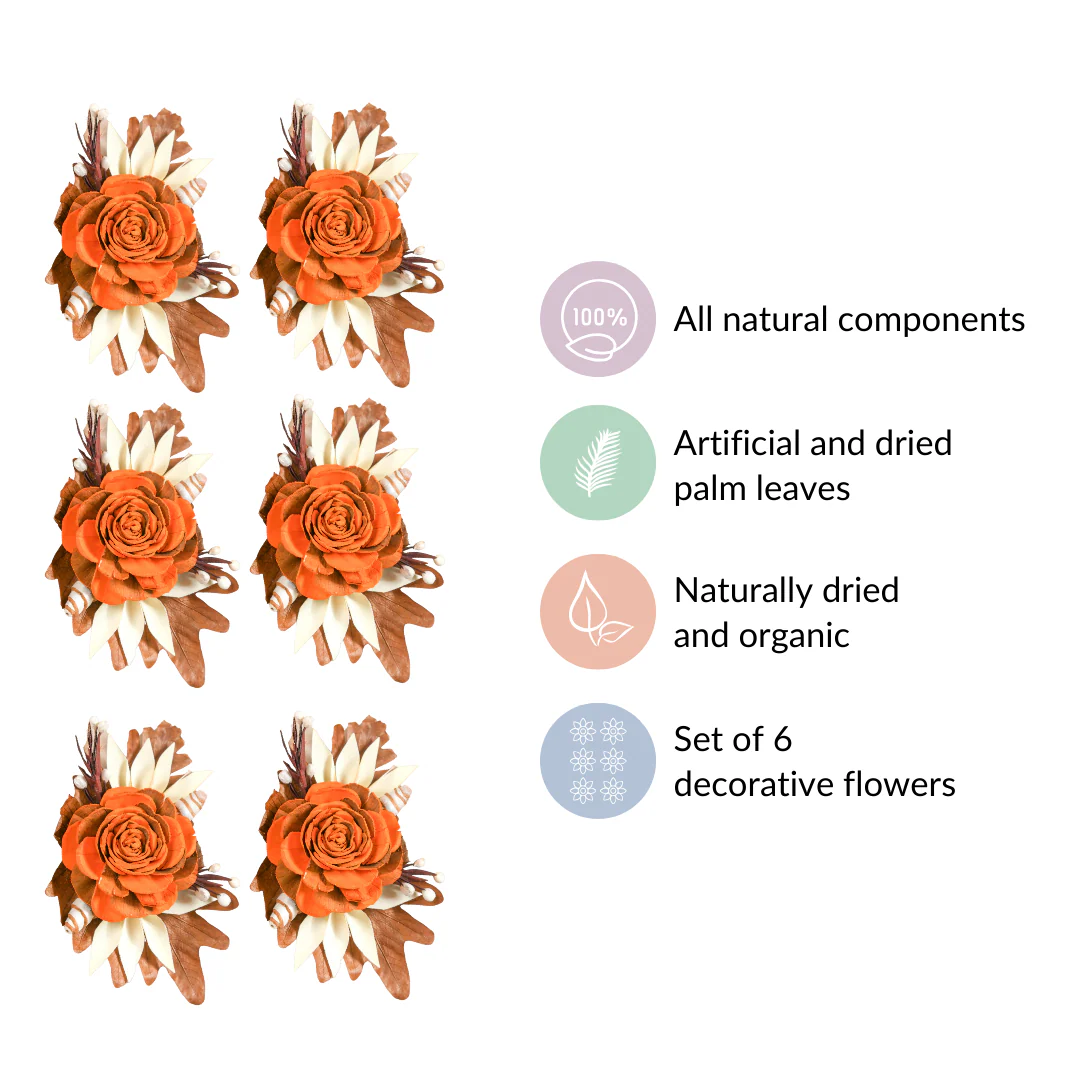 Autumn Orange Decorative Dried Flowers Set Of 6 - Image 6