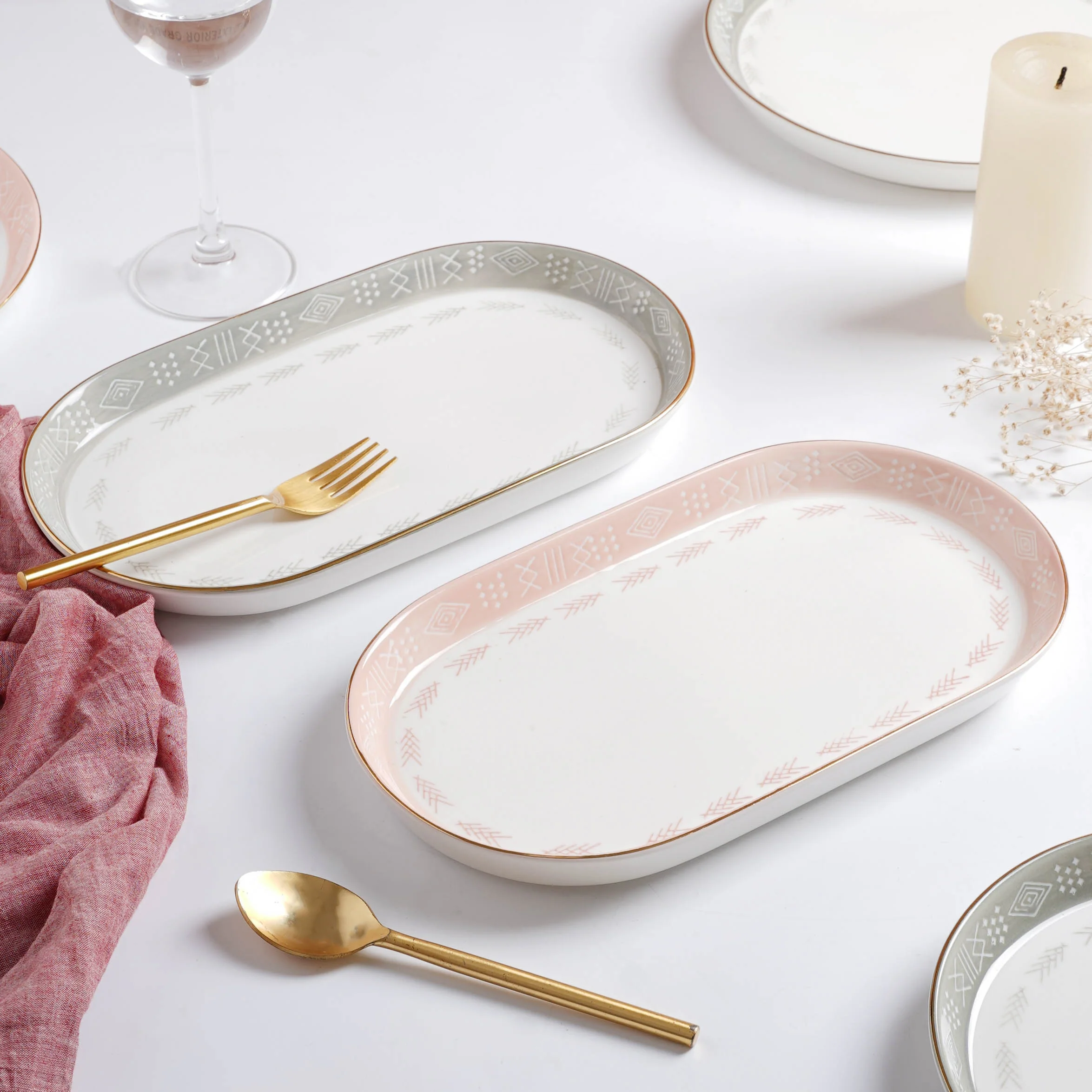 Azo Pink Grey 34 Piece Dinner Set For 6 - Image 5